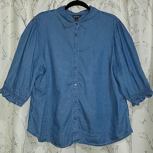 "Denim" 3/4 sleeve button down
